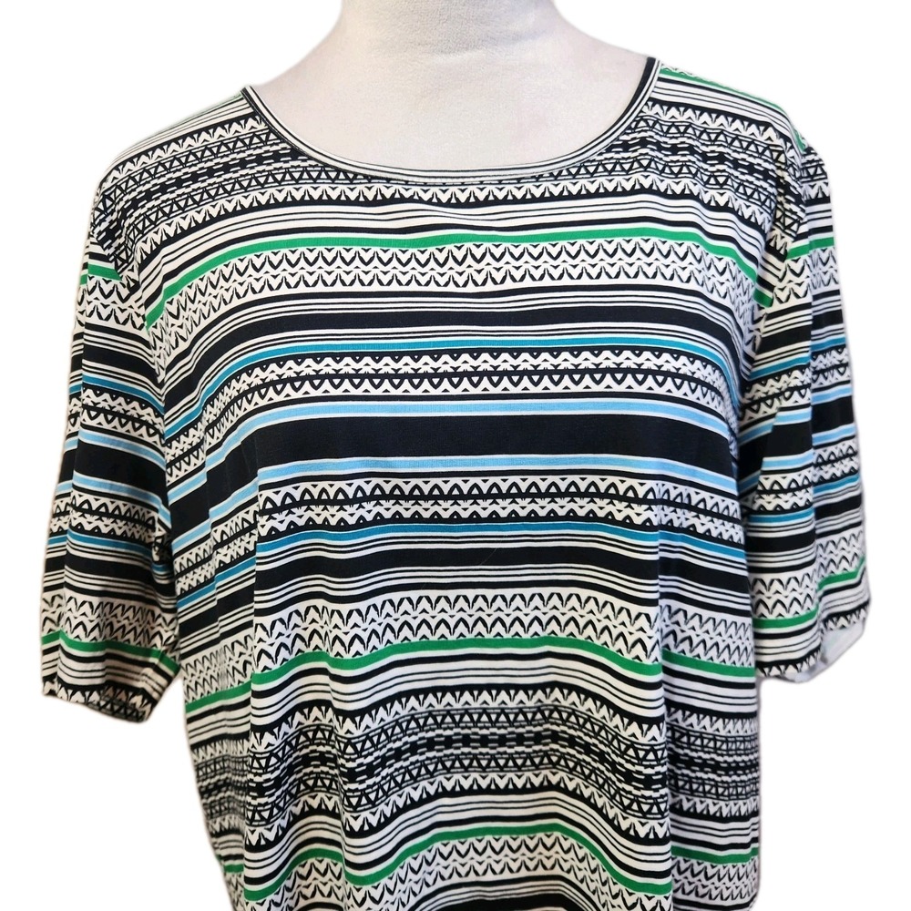 Christopher & Banks‎ Womens Top Size 1X Boho Tribal Zig Zag Stripe  Tee Shirt